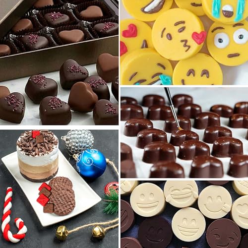 Image of MoldBerry Silicone Chocolate Mould Set of 4 | Gift Box, Big Heart, Small Heart & Emoji Shape | Non-Stick Candy Molds for Chocolate, Jelly, Gummy, Festive Sweets | Flexible & Reusable Baking Mold