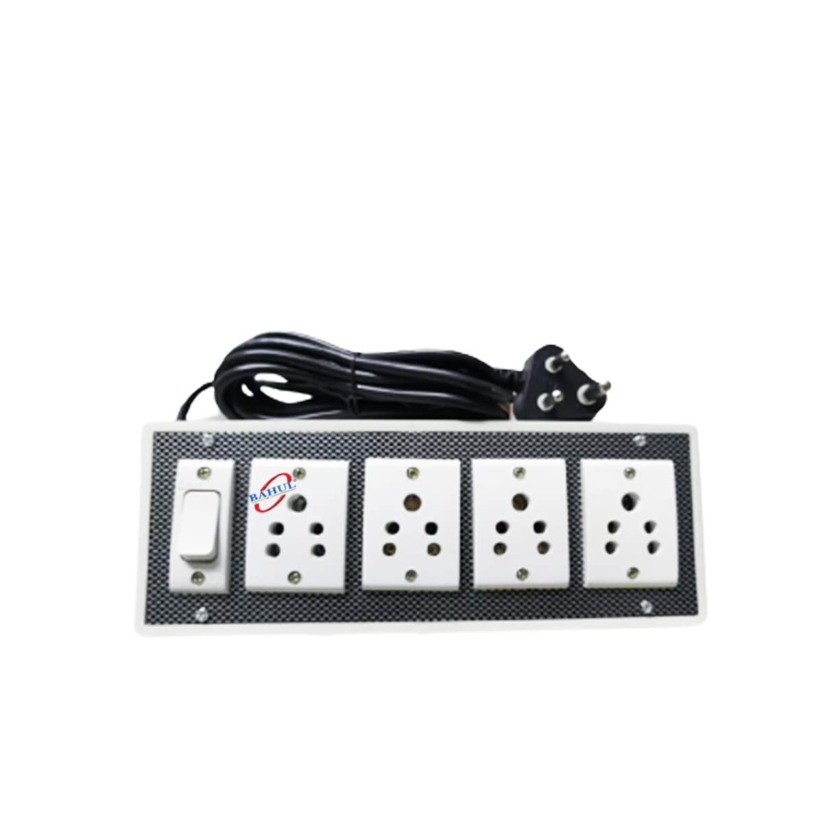 Three pin Multi Plug Point 4 Meter Cord Wall 5Socket and 1Switches Multi Outlet Extension Board with Black Print-image-10