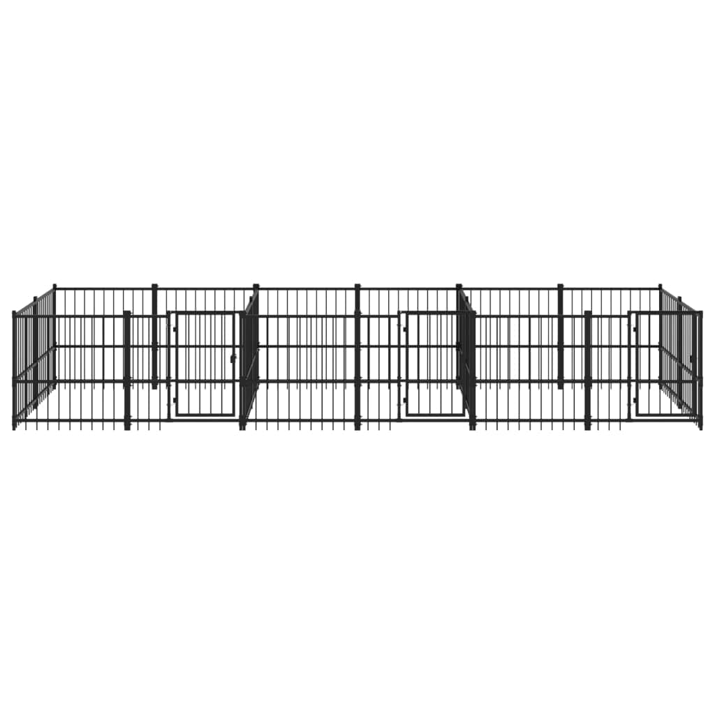 Perrera para perros de acero con recubrimiento en polvo, 11,26 m², con puerta giratoria, protección y seguridad para cachorros en el jardín interior y exterior