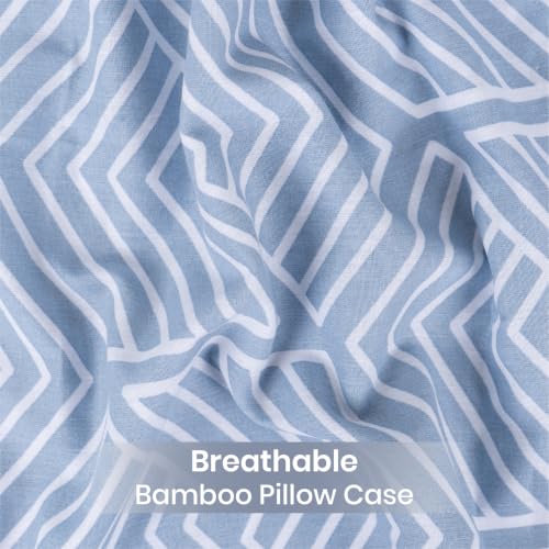 Image of Mush Aura Collection 300 TC Bamboo Pillow Covers Set of 2 | Bamboo Pillow Case for Hair & Skin, Ultra Soft Cooling Pillow Case, Breathable Smooth Pillowcase for Everyday Comfort (Sky Blue)