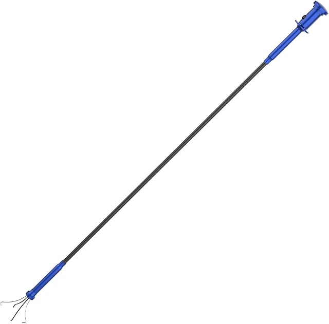 Housolution Grabber Tool Magnetic Four-Claw Picker, Bendable Hose Reacher Pickup Sweeper with LED Lights, Flexible Long Handy Reaching Assist Tool for Litter Pick/Home Sink/Drain - Blue