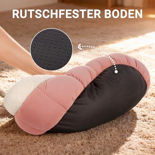 EDMIENS Katzenbett Klein, Katzenbett Flauschig Waschbar, Katzen Bett Indoor, Katzenkissen Rosa, Rund Katzenkörbchen mit Rutschfester Basis, Katzenschlafplatz für Katzen, Kleine Hunde, 45x45x16.5cm