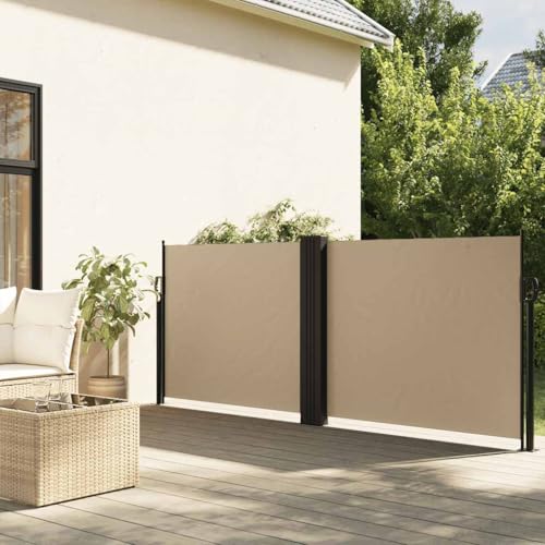 Auvent latéral rétractable beige pour stopper le vent rasant du balcon - 3