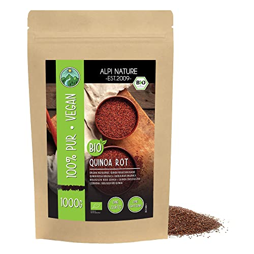 Alpi Nature Quinoa Roja Orgánica 1kg, Quinoa Orgánica para Cocinar y Ensaladas, sin Gluten