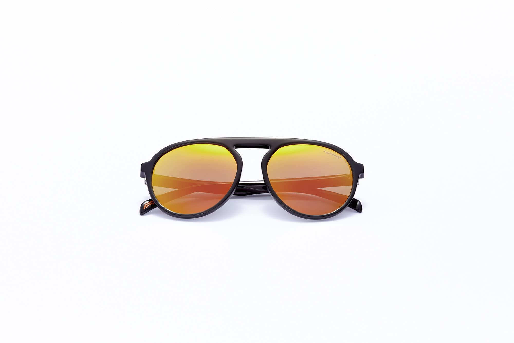 Formula 1 Grand Stand Lunettes de soleil rondes de pilote avec monture en acétate Noir mat Verres anti-reflet Rouge Flash Protection UVA/UVB Étui inclus, acétate noir mat