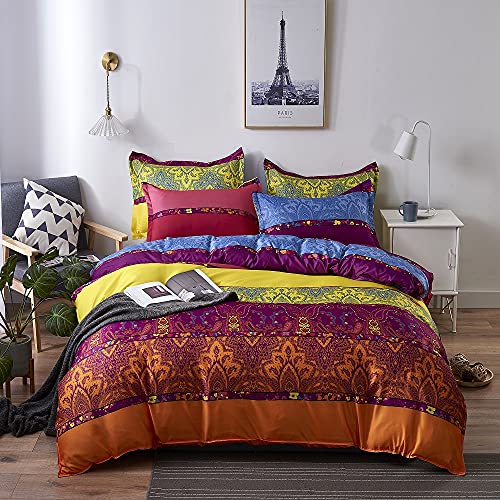 Erosebridal DCS97WT78QUEEN Boho Duvet Cover Paisley Floral Bedding Set cover