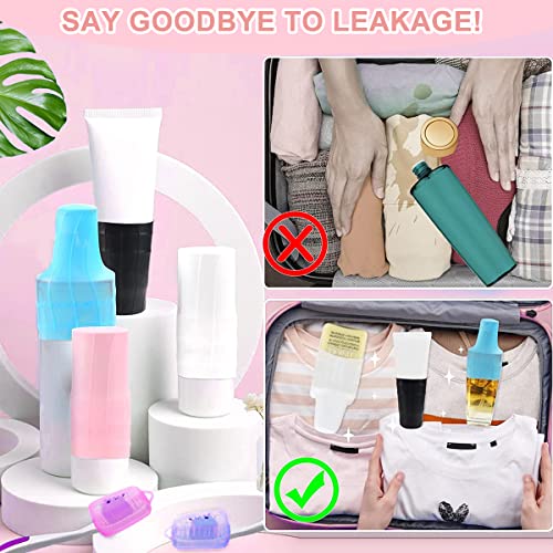 MAYCREATE® 8pcs Leak Proof Sleeves for Travel Bottles, Silicone Elastic Covers Sleeves for Travel Bottle Kit for Toiletries Leak Proofing, Reusable Sleeves for Travel Container, Shampoo Bottles - Image 6