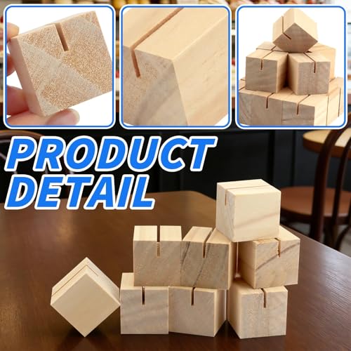 Image of 30Pcs 1.2x1.2 Inches Wood Table Number Stands, Wood Place Card Holders, Wooden Holders for Wedding, Ceremony, Birthday, Party, Home Decoration, Events (2mm Slots)