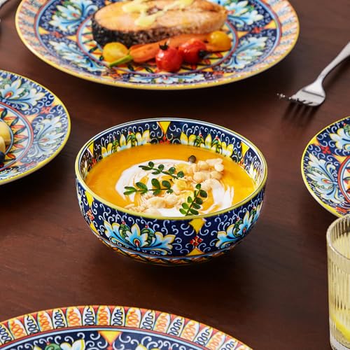 vancasso 12 Pieces Dinnerware Sets, Yellow Plates and Bowls Set, Porcelain Dishes Set for 4, Microwave and Dishwasher Safe, Scratch Resistant, Bohemian Style Dining Ware Service for 4, Series SIMI - image 8