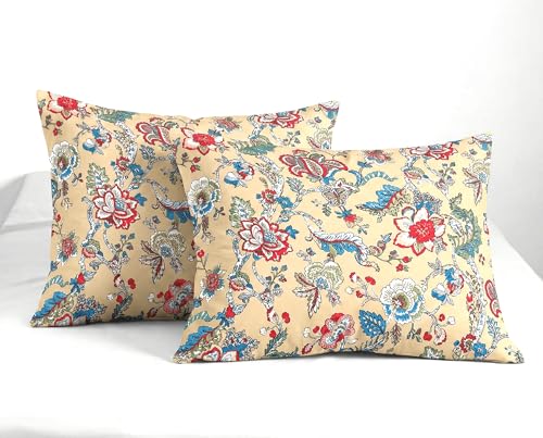 Image of Trance Home Linen 100% Cotton Printed Pillow Covers | Pillow Cases | Set of 2 Piece Pillow Covers only |Standard Size (18 X 28 inch, Malhaar Red)