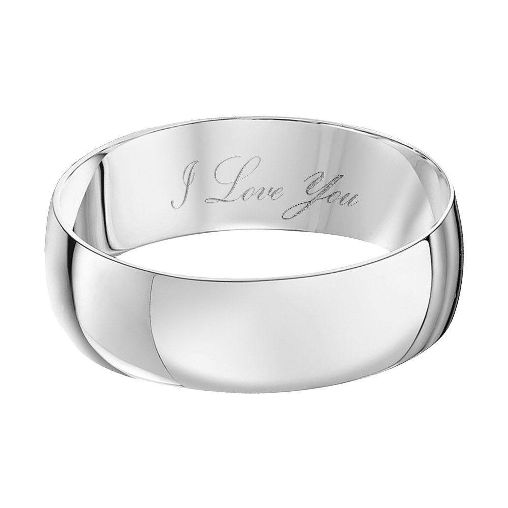 Theia Anillo de Bodas de Oro Amarillo o Oro Blanco, Unisex de 9k, Forma D Pesado, Grabado, Pulido, 4-6mm