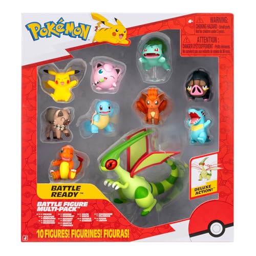 Pokémon Paquete de 10 Figuras de Batalla: una Figura Flygon de 4.5 Pulgadas más Nueve Figuras de Batalla de 2 Pulgadas, Incluyendo Pikachu