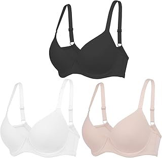 YOWOMO 3pcs Women's Bras Push Up Underwear Comfort Lingerie Everyday Bra