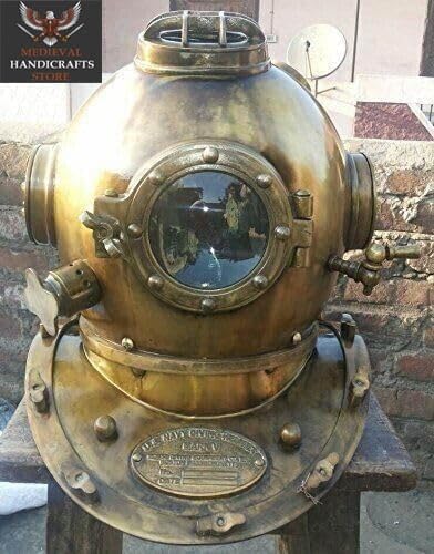 Medieval HANDICRAFTS Store Antique Style Scuba Divers Helmet Collectible Design Us Navy Helmet Rustic Vintage Home & Office Decorative