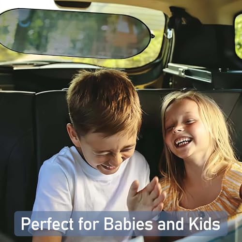 Image of Car Rear Window Sun Shade, UV Rays Protection Mesh Cover with Suction Cups, 39 inchx19 inch Sun Blocker for Baby, Kids, Pets, Heat Shield for Rear Facing Seats