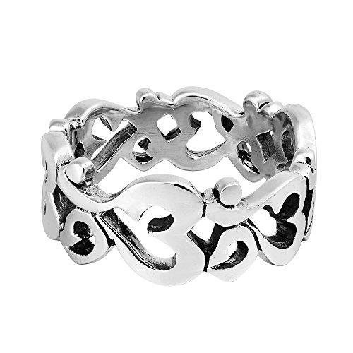 AeraVida Aum or Om Prayer Sign Around Band .925 Sterling Silver Ring (6)