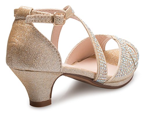 Image of Olivia K Girl's Cute Adorable Strappy Glitter Open Toe Heel Sandals - Adjustable buckle