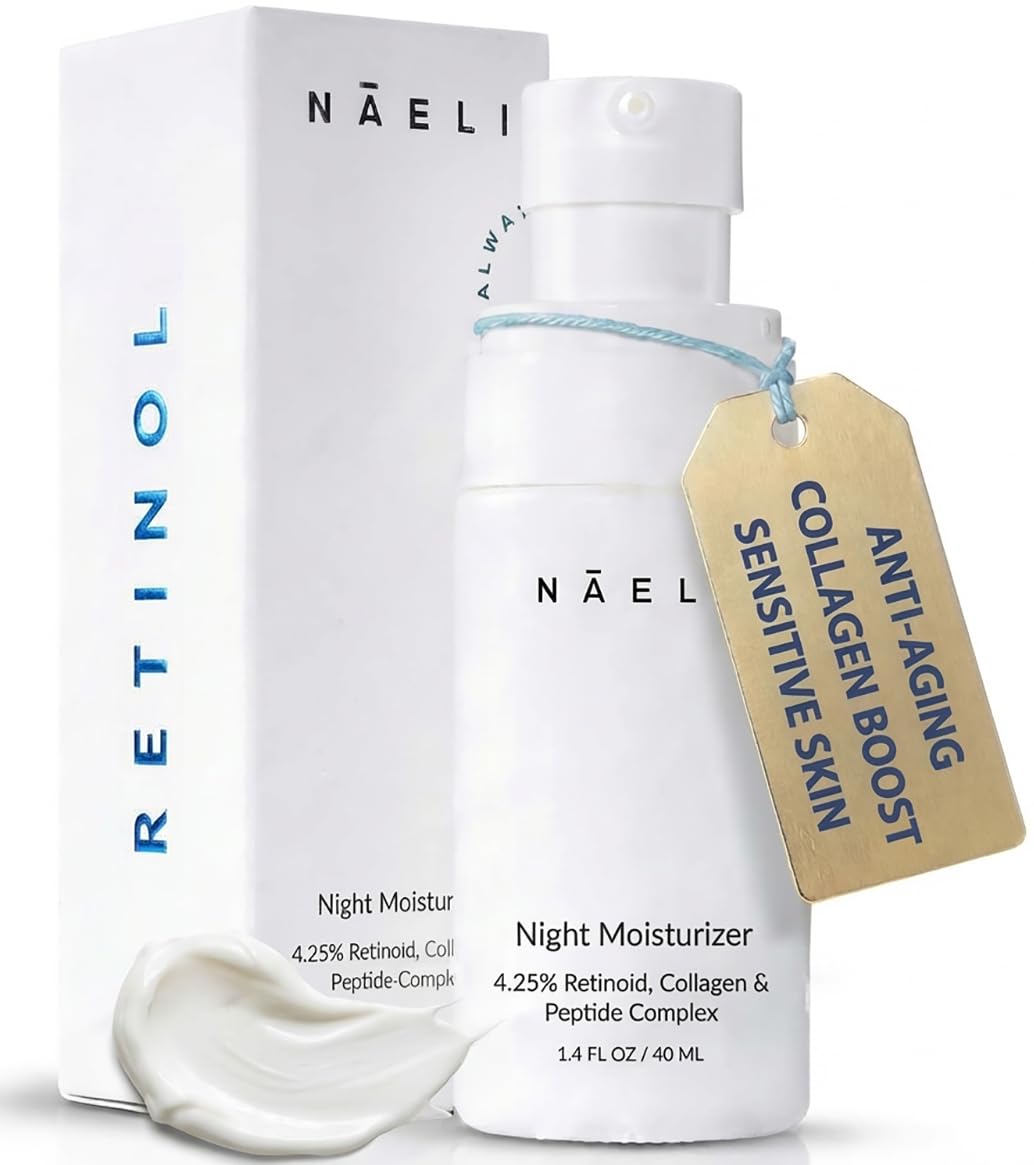 Retinol Night Moisturizer Cream for Face 2.5% with Collagen & Peptide Anti-Aging Complex for Wrinkles, Fine Lines & Skin Tone. Improves Skin Elasticity and Boosts Natural Collagen Production - 50ML