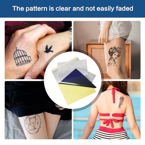 PIXESTT 50 Blätter Tattoo Papier, Stencil Papier für Tattoo-Transfer, 4-lagiges Design, Sie Können Eine Vielzahl von Mustern Selbst für Tattoo-Transfer Entwerfen, A4-Format A