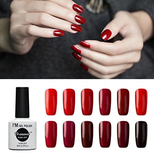 Vrenmol Gel Nail Polish Set 12pcs Red Soak off UV LED Nail Polish Nail Lacquers Nail Art Manicure Kit