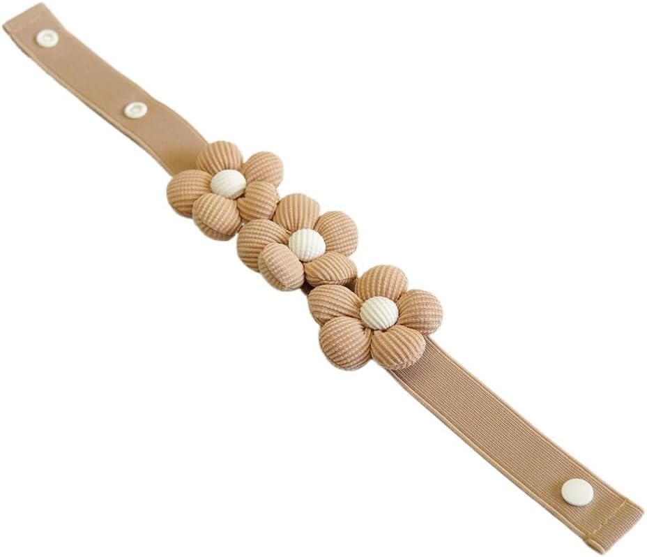 FMURY Wind Curtains Wwith Flower Ties Woven Curtain Buckles Cotton and Linen(White-Patch Five-Pointed star4)