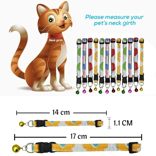 Image of Emily Pets Cat Collar Breakaway with Bell - Cute Cat Collars for Boy Cats and for Girl Cats, Kitten Collar Adjustable, Quick Release Safety Buckle (Color May Vary, 1 Piece)