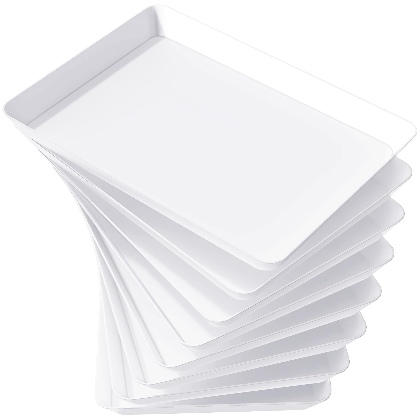 Lifewit Plastic Serving Tray, White Serving Platters for Party Food, BPA Free, Trays for Charcuterie Dishes, Reusable Platter for Snacks, Fruit, Cookies, Sandwich, Set of 8, 34 x 24 cm