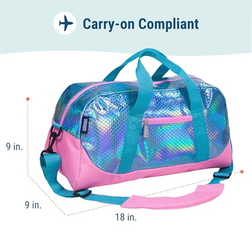 Wildkin Kids Overnighter Duffel Bag – Carry-On Size, Ideal for School & Sleepovers - Mermaid Scales4