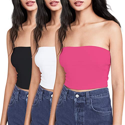 Women's Causal Strapless Cute Basic Solid Cotton Tube Crop Top