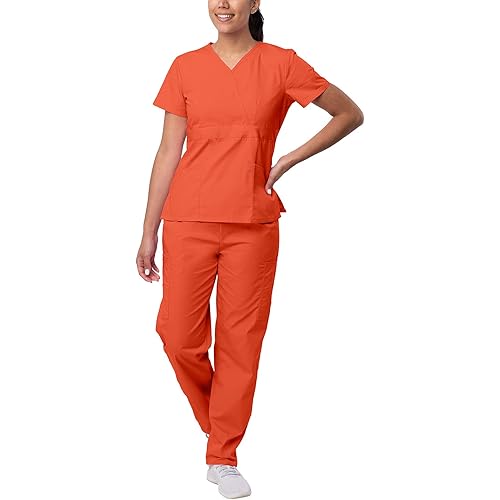 SIVVAN Scrubs for Women - Mock Wrap & Cargo Pants Scrub Set