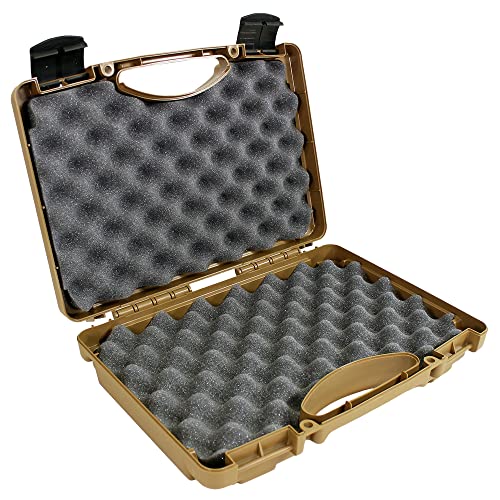 Condition 1 Plastic Hard Case For Handgun, Revolver, Firearm, Pistol Lockable Heavy-Duty Protective Portable Travel Storage Case With Foam, 14" X 10" X 4" Flat Dark Earth #TOP27