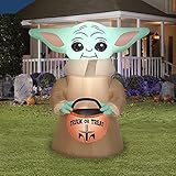 Holiday Gemmy 4.5' Halloween Inflatable Star Wars Mandalorian The Child Holding a Tricks Or Treats Bag Indoor/Outdoor Decoration, Multicolor (227216)