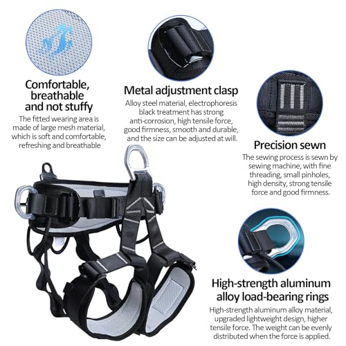 Image of Tree Climbing Gear, Tree Climbing Spikes, Tree Climbing Gear with Adjustable Climbing Straps and Steel Core Flip Line, Rock Climbing Kit with Triple Lock Lanyard Adjuster