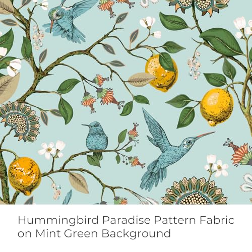 Image of Topfinel 90 Inches Long Curtains Mint Green Whimsical Woodland Leaf Jungle Flower Hummingbird Victorian Grommet Thick Sage Green Curtains for Balcony Sliding Glass Office Bedroom Living Room
