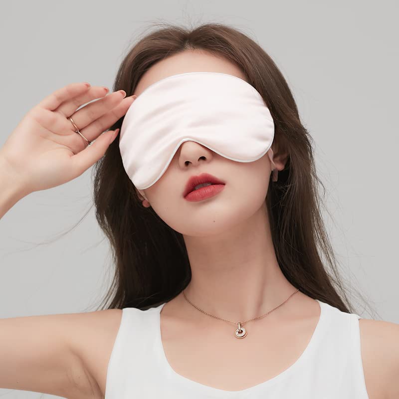 Máscaras para dormir Zero Eye Pressure Blackout pa Antifaz de seda de morera for dormir, sombreado y antifaz for la hora del almuerzo(Pink_8.3 * 3.3in)