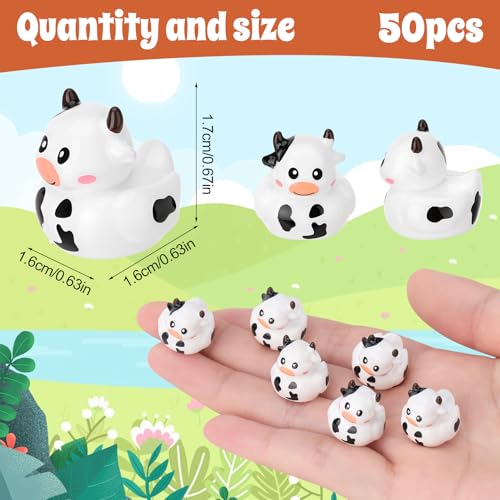 Image of 50 Pcs Cow Ducks Toy Figures, Mini Cow Resin Ducks Bulk, Tiny Cows Figurine Dress up Duck Toy for Party Favors (Cow)
