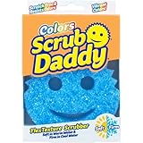 Scrub Daddy Color Smiley Schwamm, Reinigungsschwämme - Texturveränderung, Kratzfreier Spülschwamm Küche, Geruchsresistent, Topfschwamm Spülmaschinenfest - Blau