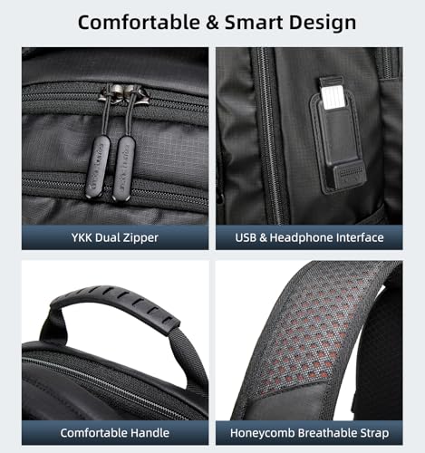 Image of Arctic Hunter Lightweight Laptop Backpack 15.6 inch Shock-Resistant Compartment 7-Pocket Organized Design USB Charging Port Water-Resistant 30L Travel Daypack with YKK Zippers (Blue)