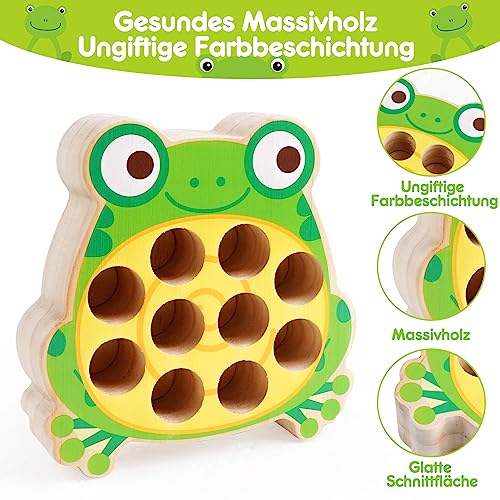 Skrtuan Montessori Holzspielzeug,Spielzeug ab 2 3 4 Jahre Magnet-Angelspielzeug Lernen Feinmotorik, Lernspiele Motorikspielzeug Holz Angelspiel für Kinder