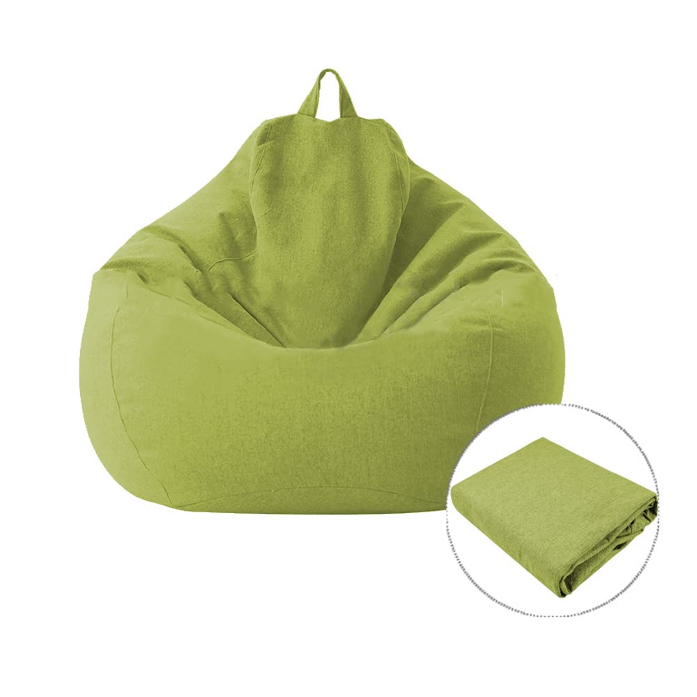 ELECDON Bag Chair Cover, Sofa Bean Bag Sofa Cover, Cloth Cover without Filler, Soft Cotton Linen, Sack Bean Bag for Adults, Kids, Teens(Green)