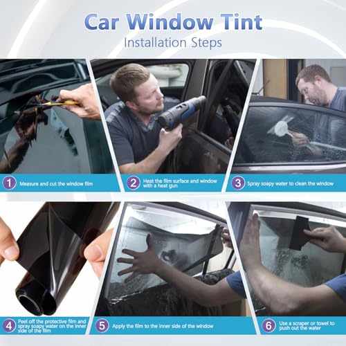 Image of 5% VLT Ceramic Car Window Tint Film - (20in * 20ft) Window Privacy Film, 99% Blocks UV & 95% IR Ray, Glare Reduction Blackout Window Film Auto Car Windshield Sun Shade Roll