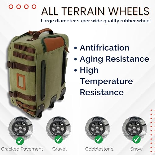 Vintage Army-Inspired Captain America 19-Inch Canvas Carry-On Cabin Bag– Olive Green Soft Cabin Luggage with Wheels, Telescopic Handle & Side Pockets– Lightweight Travel Gift4