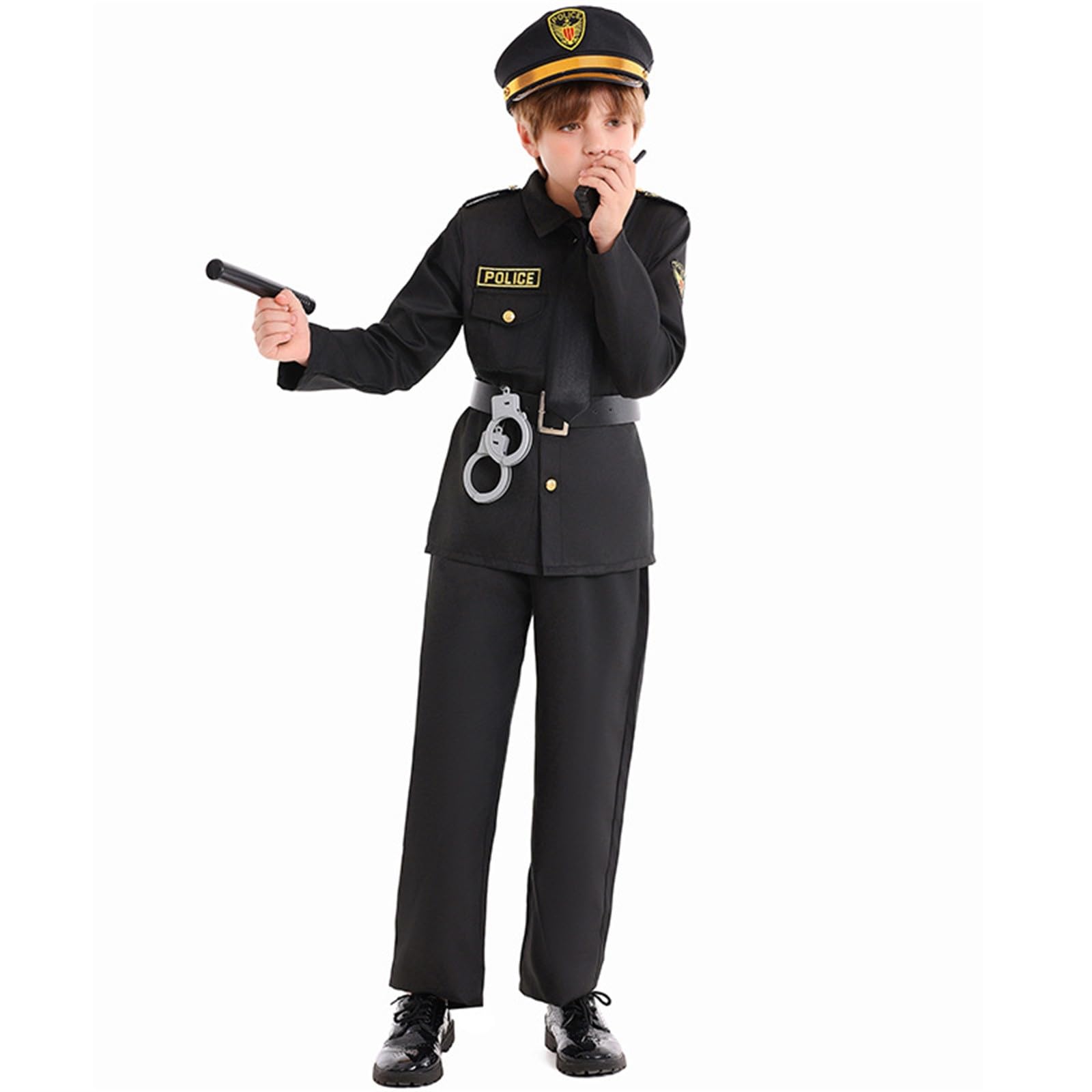 Generisch Polizistin für Set mit Hut Gürtel Handschellen Cosplay Verkleidung Outfit Polizei Jacke Hose Accessoires Rollenspiel Karneval Party