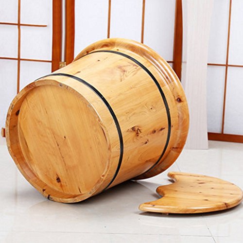 Baño de pies de madera maciza con masaje y burbujas efervescentes, barril de cedro para spa de pies miniatura 3
