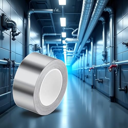Image of Silver Aluminum Foil Tape, Aluminum Air Duct Tape,Insulation Adhesive Metal High Temperature Heavy Duty, Silver Aluminum Foil Tape,Multi-Purpose Metal Tape Waterproof Tapediao