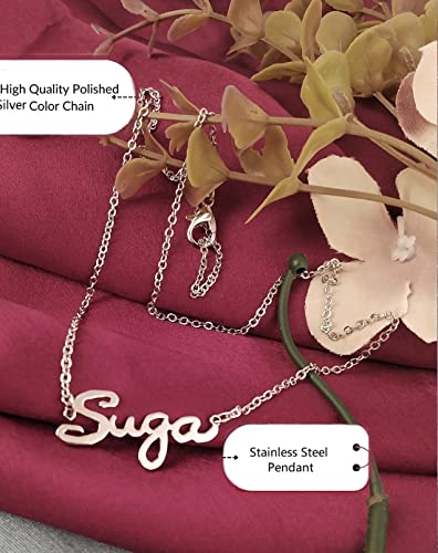 Image of VAMA FASHIONS BTS Army Merch Jewellery Bangtan Band Boys Name Locket Pendant Chain Necklace For Boys & Girls