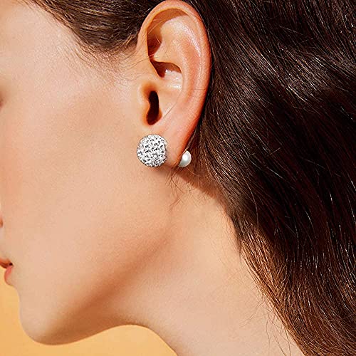 Blingest Pearl Crystal Double Sided Stud Earrings Front Back Catch Earring for Women 10mm4