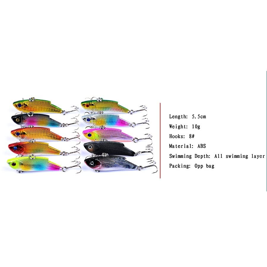 46 pièces appâts artificiels/Faux for Ensemble de leurres de pêche méné/Popper/VIB/leurres durs appâts Wobblers for brochet/pêche à la traîne mer
