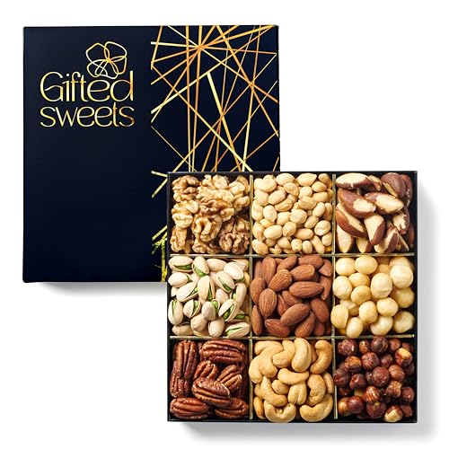 Nuts Gift Basket - Assortment of Sweet & Roasted Salted Gourmet Nuts - Assorted Food Gift Box for Birthday, Family, Sympathy, Get Well, Men & Women.
