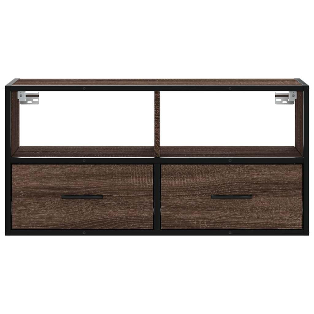 TV-Schrank Braun Eiche 80x31x39,5 cm, Holzwerkstoff und Metall, Modernes Design für Wohnzimmer, Schlafzimmer, Robustes Media Center